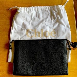 Black Chloe alphabet flat pouch